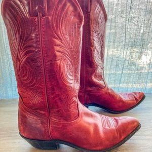Vintage Code West Red Leather Cowboy Boots size 9M